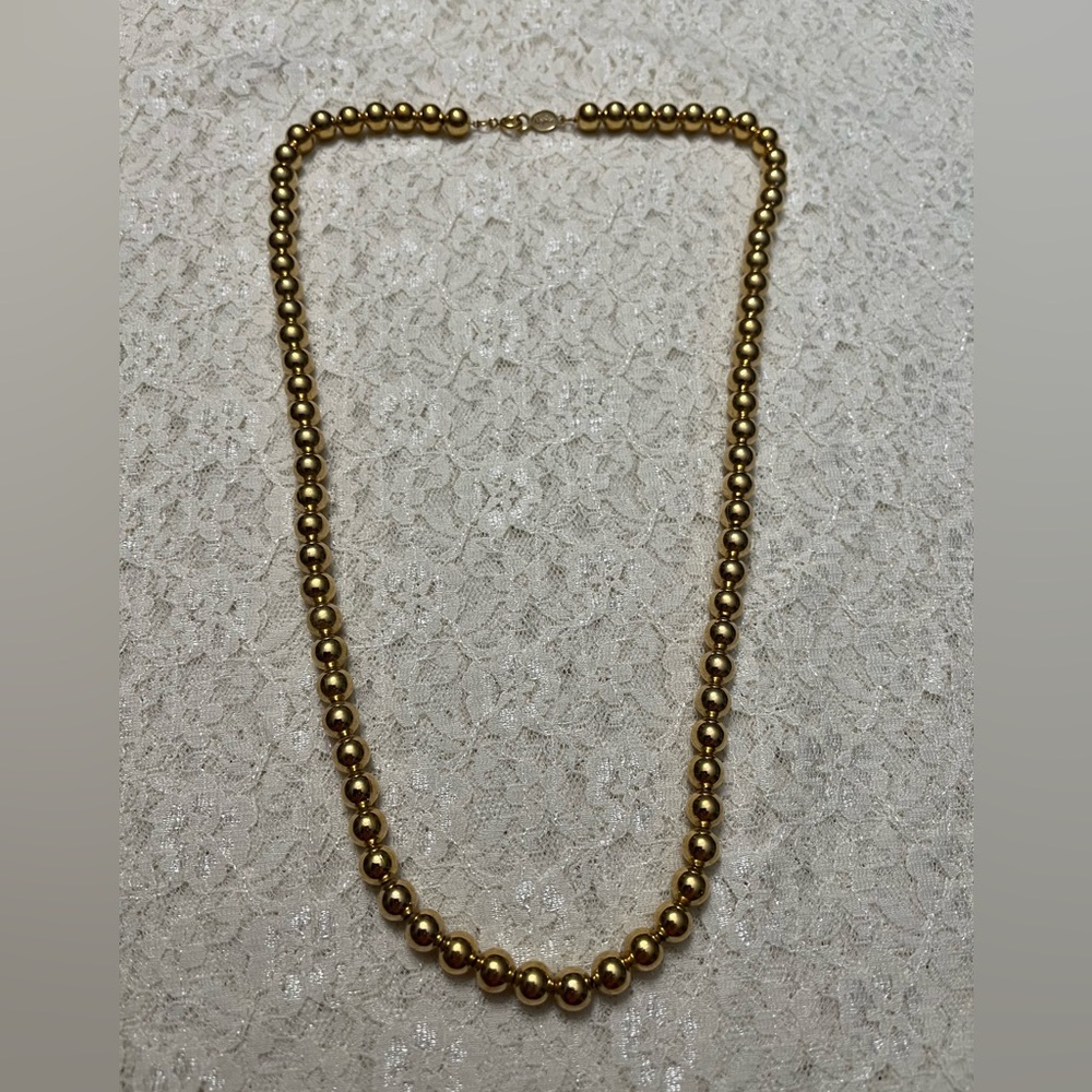 Napier/vintage gold ball necklace, 24”